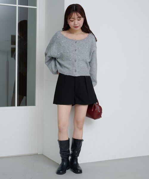 Kastane（カスタネ）の「【新色追加/2サイズ展開】タックショートパンツ（その他パンツ・レディース・グレー/ブラック/ブラウン・1/0）」の7枚目の写真