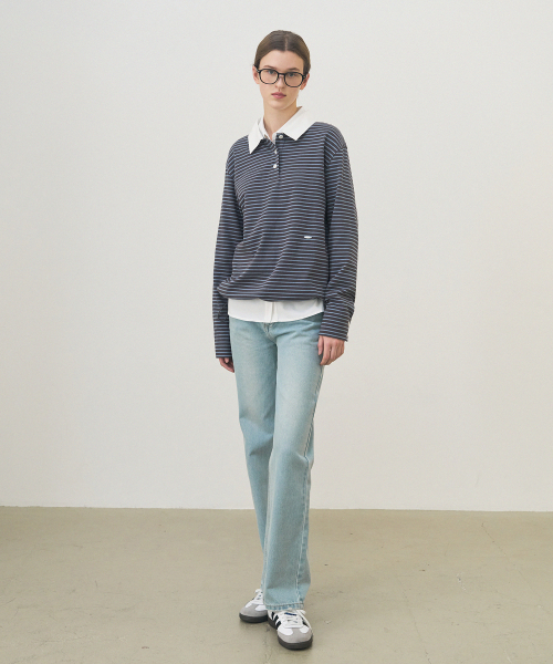 DRAWFIT WOMEN（ドローフィットウーマン）の「ストライプカラー ストリングTシャツ [グレー]（ポロシャツ・レディース・その他・SMALL/MEDIUM）」の2枚目の写真