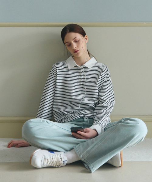 DRAWFIT WOMEN（ドローフィットウーマン）の「ストライプカラー ストリングTシャツ [グレー]（ポロシャツ・レディース・その他・SMALL/MEDIUM）」の8枚目の写真