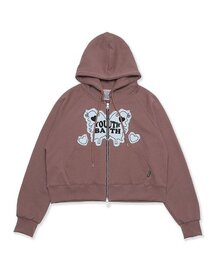 YB BUTTERFLY LOGO HOOD ZIP UP_BROWN