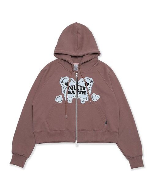 youthbath(ユースバース)の「YB BUTTERFLY LOGO HOOD ZIP UP_BROWN(パーカー・レディース・その他・SMALL)」の1枚目の写真
