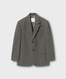 ウール100ツイルオーバーサイズジャケット_MELANGE TAUPE