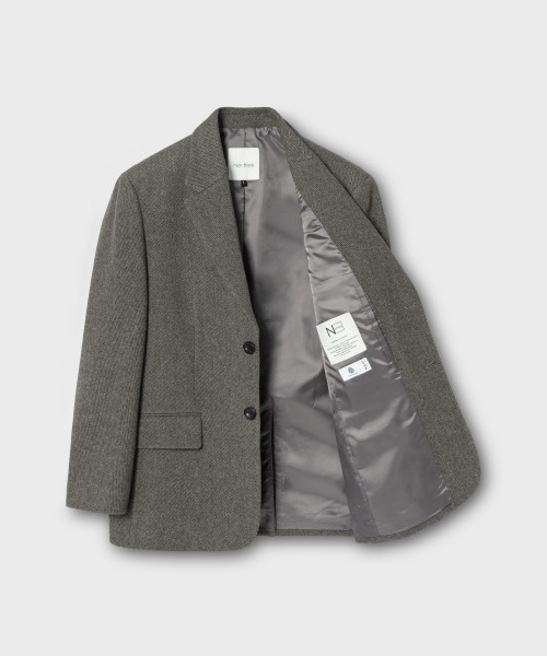 NONBLANK(ノンブランク)の「ウール100ツイルオーバーサイズジャケット_MELANGE TAUPE(テーラードジャケット・メンズ・グレー・LARGE/X-LARGE/MEDIUM)」の2枚目の写真