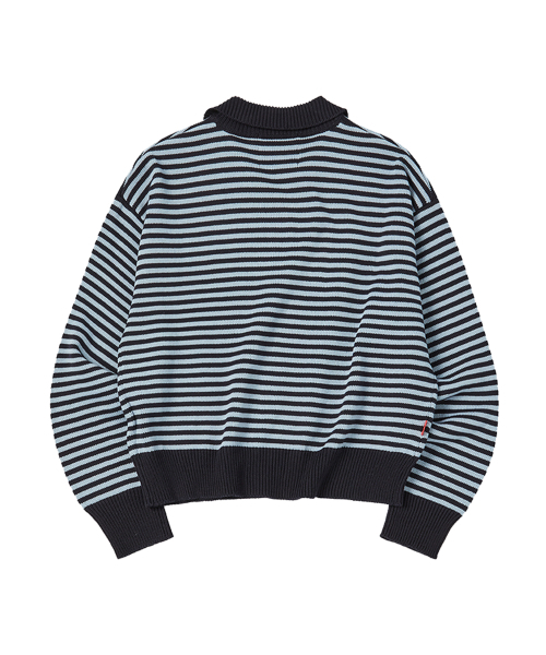 COMONINOZ（コモニノズ）の「W STRIPE COLLAR KNIT [NAVY]（ニット/セーター・レディース・ネイビー・FREE）」の3枚目の写真