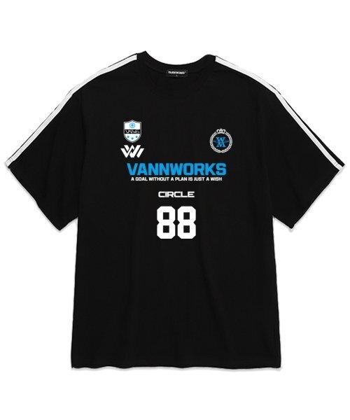 VANNWORKS(バンワークス)の「ツートンユニフォームロゴオーバーサイズ半袖Tシャツ (VS0055) ブラック/スカイ(Tシャツ/カットソー・レディース・その他・MEDIUM/SMALL/X-LARGE/LARGE)」の2枚目の写真