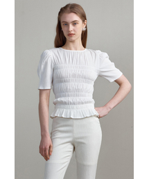 Zoe Puffed Smock Blouse_White