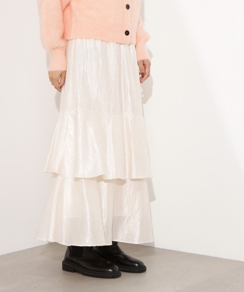 N.（N. Natural Beauty Basic）（エヌエヌナチュラルビューティーベーシック）の「シャイニーティアードスカート（スカート・レディース・オフホワイト/カーキ/グレー・P/S/MEDIUM）」の13枚目の写真