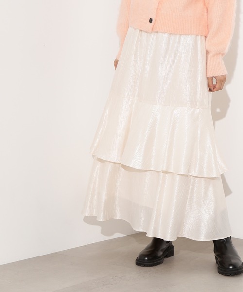 N.（N. Natural Beauty Basic）（エヌエヌナチュラルビューティーベーシック）の「シャイニーティアードスカート（スカート・レディース・オフホワイト/カーキ/グレー・P/S/MEDIUM）」の14枚目の写真