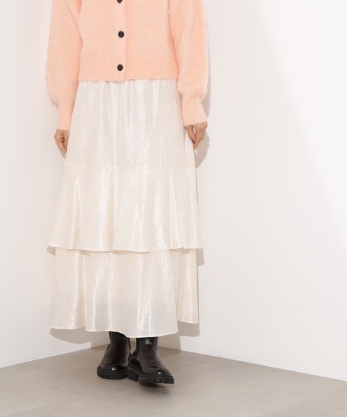 N.（N. Natural Beauty Basic）（エヌエヌナチュラルビューティーベーシック）の「シャイニーティアードスカート（スカート・レディース・オフホワイト/カーキ/グレー・P/S/MEDIUM）」の15枚目の写真