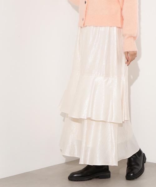 N.（N. Natural Beauty Basic）（エヌエヌナチュラルビューティーベーシック）の「シャイニーティアードスカート（スカート・レディース・オフホワイト/カーキ/グレー・P/S/MEDIUM）」の17枚目の写真