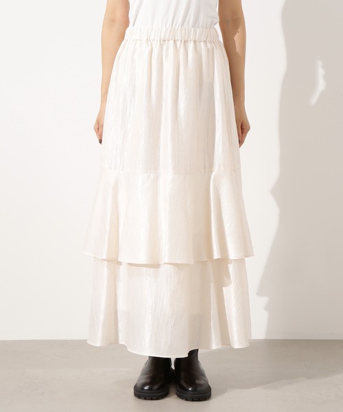 N.（N. Natural Beauty Basic）（エヌエヌナチュラルビューティーベーシック）の「シャイニーティアードスカート（スカート・レディース・オフホワイト/カーキ/グレー・P/S/MEDIUM）」の21枚目の写真