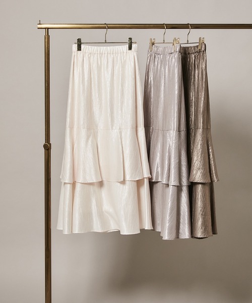 N.（N. Natural Beauty Basic）（エヌエヌナチュラルビューティーベーシック）の「シャイニーティアードスカート（スカート・レディース・オフホワイト/カーキ/グレー・P/S/MEDIUM）」の12枚目の写真