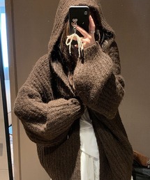 YUGA ゆったりスタイルフード付きカーディガン