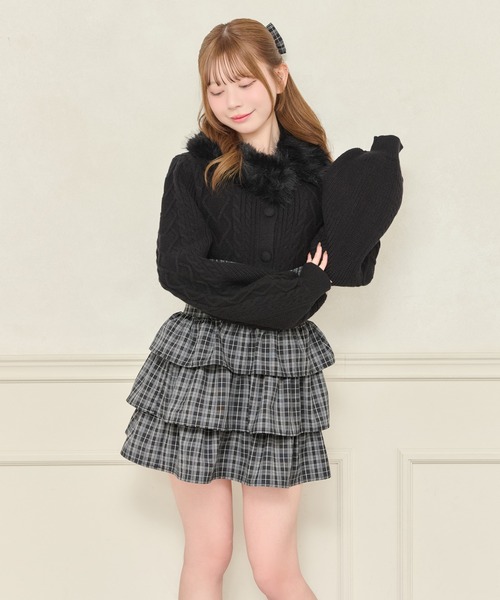 セール】【取り外し可能】ファーティペット付きハートニット