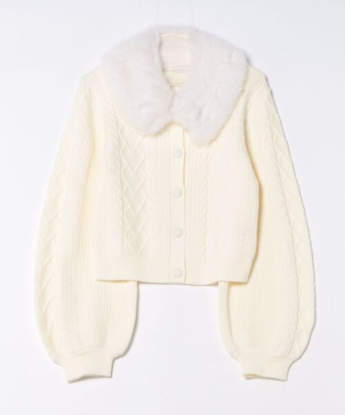 セール】【取り外し可能】ファーティペット付きハートニット