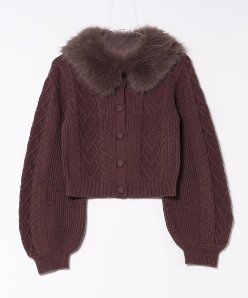 セール】【取り外し可能】ファーティペット付きハートニット