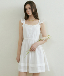 FRA LACE FRILL SLEEVELESS MINI OPS WHITE
