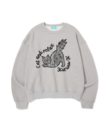 KATRINA K（カトリーナケイ）の「Relaxed Cat Man-to-Man Sweatshirt T-Shirt - Melange Gray（スウェット）」