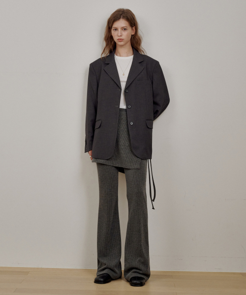 Soft Ribbed Wrap Pants Charcoal
