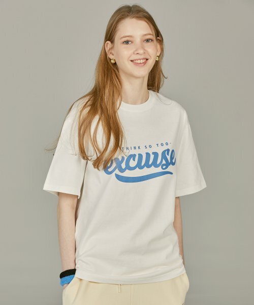 EXCURSE（エクスカース）の「ECプレミアムオーバーサイズハーフTシャツホワイトXブルー（Tシャツ/カットソー・レディース・その他・MEDIUM/LARGE/X-LARGE）」の5枚目の写真