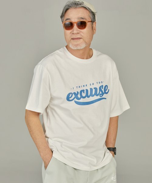 EXCURSE（エクスカース）の「ECプレミアムオーバーサイズハーフTシャツホワイトXブルー（Tシャツ/カットソー・レディース・その他・MEDIUM/LARGE/X-LARGE）」の4枚目の写真