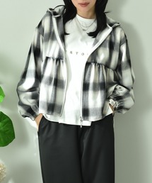 チェックペプラム切替ＺＩＰフードジャケット