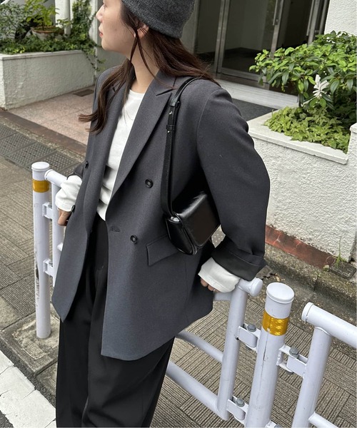 JOURNAL STANDARD（ジャーナルスタンダード）の「《追加》ウールライクストレッチジャケット（テーラードジャケット・レディース・チャコールグレー/チョコ/ブラック・36/38）」の4枚目の写真