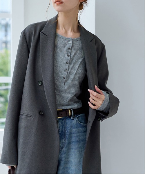 JOURNAL STANDARD（ジャーナルスタンダード）の「《追加》ウールライクストレッチジャケット（テーラードジャケット・レディース・チャコールグレー/チョコ/ブラック・36/38）」の6枚目の写真