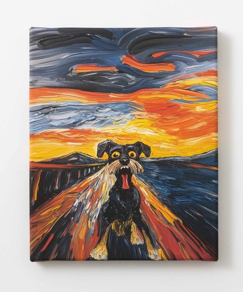 犬 シュナウザー デザイン 名画 壁掛け アートファインボード