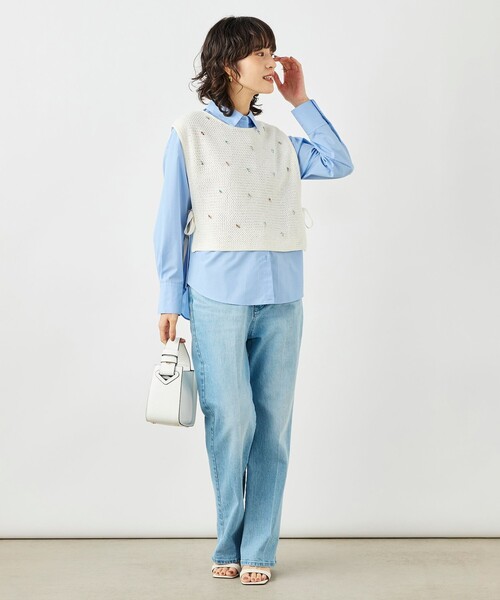 NOLLEY’S(ノーリーズ)の「《手洗い可能》ビジュー付ベスト(ベスト・レディース・ブラック/オフホワイト・38)」の7枚目の写真