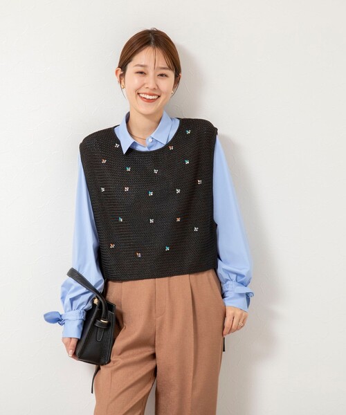 NOLLEY’S(ノーリーズ)の「《手洗い可能》ビジュー付ベスト(ベスト・レディース・ブラック/オフホワイト・38)」の16枚目の写真