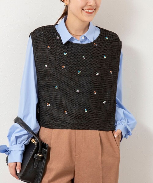 NOLLEY’S(ノーリーズ)の「《手洗い可能》ビジュー付ベスト(ベスト・レディース・ブラック/オフホワイト・38)」の17枚目の写真