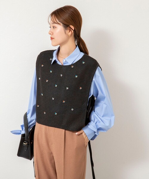 NOLLEY’S(ノーリーズ)の「《手洗い可能》ビジュー付ベスト(ベスト・レディース・ブラック/オフホワイト・38)」の18枚目の写真