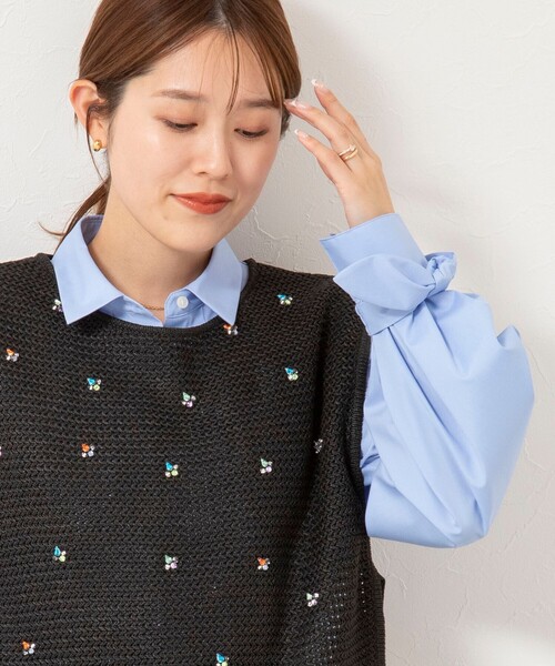 NOLLEY’S(ノーリーズ)の「《手洗い可能》ビジュー付ベスト(ベスト・レディース・ブラック/オフホワイト・38)」の21枚目の写真