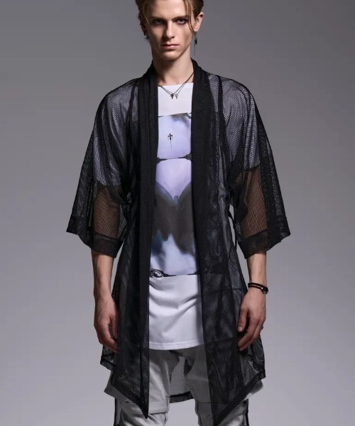 kiryuyrik(キリュウキリュウ)の「Kiryuyrik/キリュウキリュウ/Mesh KIMONO Sleeve Cardigan(カーディガン/ボレロ・メンズ・ブラック・SMALL/MEDIUM/LARGE)」の5枚目の写真