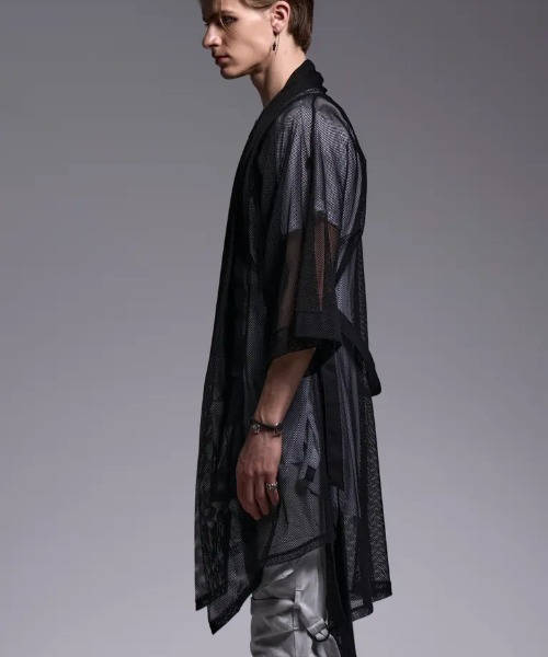 kiryuyrik(キリュウキリュウ)の「Kiryuyrik/キリュウキリュウ/Mesh KIMONO Sleeve Cardigan(カーディガン/ボレロ・メンズ・ブラック・SMALL/MEDIUM/LARGE)」の4枚目の写真