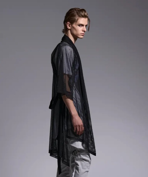 kiryuyrik(キリュウキリュウ)の「Kiryuyrik/キリュウキリュウ/Mesh KIMONO Sleeve Cardigan(カーディガン/ボレロ・メンズ・ブラック・SMALL/MEDIUM/LARGE)」の2枚目の写真