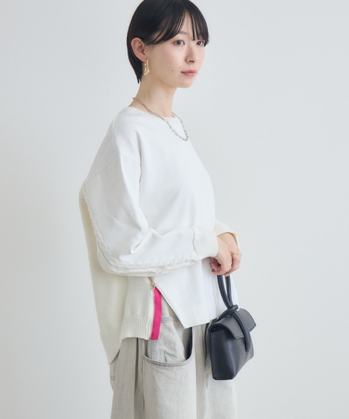 Paradise Picnic(パラダイスピクニック)の「ケーブルドッキングプルオーバー(ニット/セーター・レディース・モカ/ホワイト/チャコールグレー・FREE)」の2枚目の写真