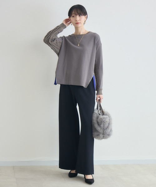 Paradise Picnic(パラダイスピクニック)の「ケーブルドッキングプルオーバー(ニット/セーター・レディース・モカ/ホワイト/チャコールグレー・FREE)」の4枚目の写真