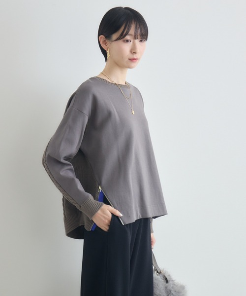 Paradise Picnic(パラダイスピクニック)の「ケーブルドッキングプルオーバー(ニット/セーター・レディース・モカ/ホワイト/チャコールグレー・FREE)」の9枚目の写真