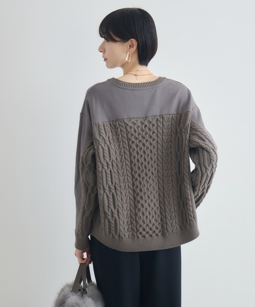 Paradise Picnic(パラダイスピクニック)の「ケーブルドッキングプルオーバー(ニット/セーター・レディース・モカ/ホワイト/チャコールグレー・FREE)」の11枚目の写真