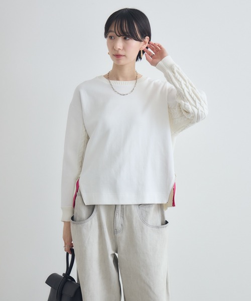 Paradise Picnic(パラダイスピクニック)の「ケーブルドッキングプルオーバー(ニット/セーター・レディース・モカ/ホワイト/チャコールグレー・FREE)」の14枚目の写真