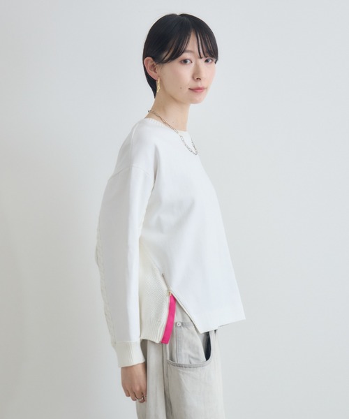 Paradise Picnic(パラダイスピクニック)の「ケーブルドッキングプルオーバー(ニット/セーター・レディース・モカ/ホワイト/チャコールグレー・FREE)」の15枚目の写真