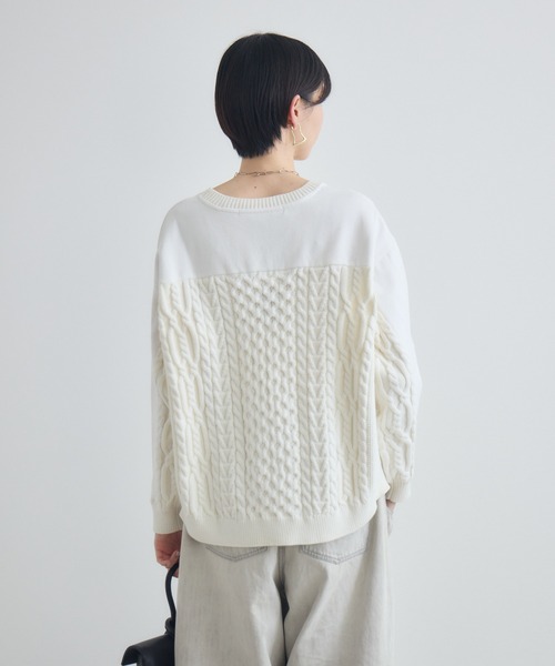Paradise Picnic(パラダイスピクニック)の「ケーブルドッキングプルオーバー(ニット/セーター・レディース・モカ/ホワイト/チャコールグレー・FREE)」の16枚目の写真