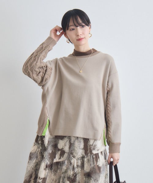 Paradise Picnic(パラダイスピクニック)の「ケーブルドッキングプルオーバー(ニット/セーター・レディース・モカ/ホワイト/チャコールグレー・FREE)」の20枚目の写真