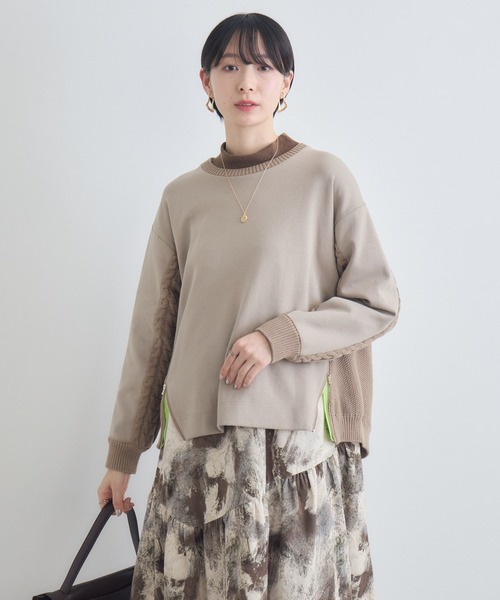 Paradise Picnic(パラダイスピクニック)の「ケーブルドッキングプルオーバー(ニット/セーター・レディース・モカ/ホワイト/チャコールグレー・FREE)」の21枚目の写真