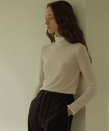 Tencel wool blended sheer turtle neck_Ivory