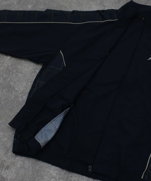 NYLAUS（ナイラス）の「【NYS】2026新作 オーバーサイズ 総柄切替 ゲームシャツテイスト ナイロンジャケット トラックジャケット ブルゾン ヒョウ柄 カモフラ柄 チェック柄（ブルゾン・メンズ・ネイビー/グレー/ブラック・L/M/S）」の16枚目の写真