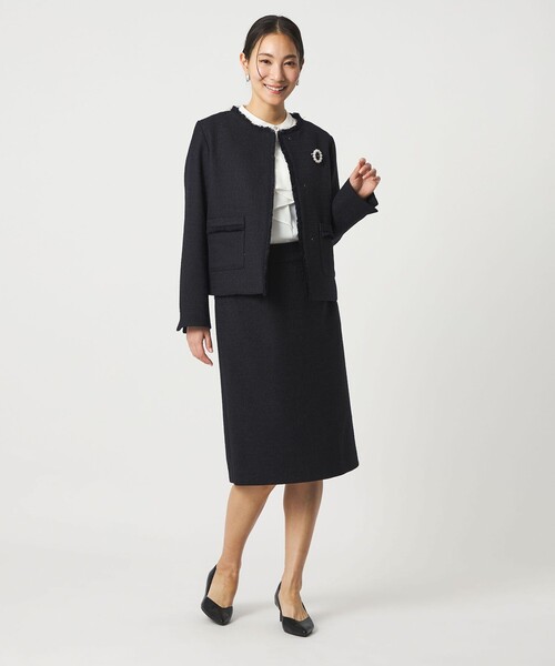 A DAY IN THE LIFE UNITED ARROWS（アデイインザライフユナイテッドアローズ）の「ツイードライク フリンジジャケット ＜A DAY IN THE LIFE＞（ノーカラージャケット・レディース・ライトグレー/ネイビー・40/38/36）」の7枚目の写真