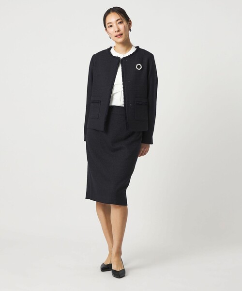 A DAY IN THE LIFE UNITED ARROWS（アデイインザライフユナイテッドアローズ）の「ツイードライク フリンジジャケット ＜A DAY IN THE LIFE＞（ノーカラージャケット・レディース・ライトグレー/ネイビー・40/38/36）」の8枚目の写真